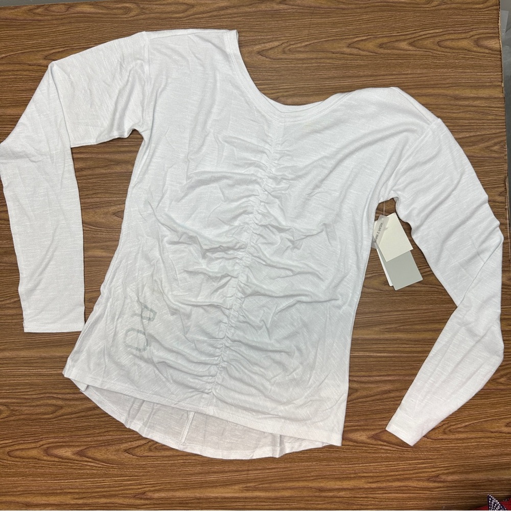 Zella NWT White Ruched Long Sleeve Top